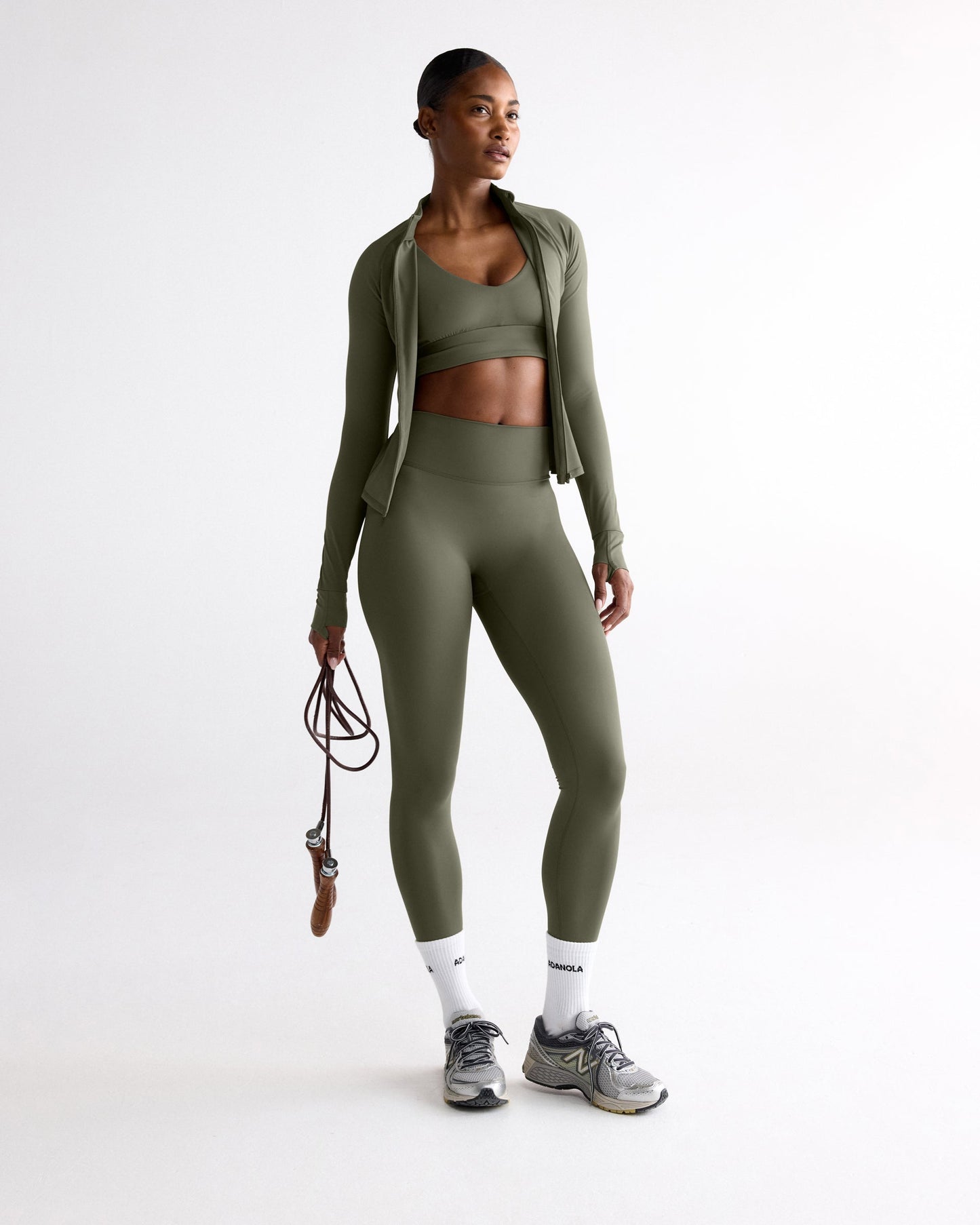 Ultimate Long Sleeve Zip Up Top - Olive Green