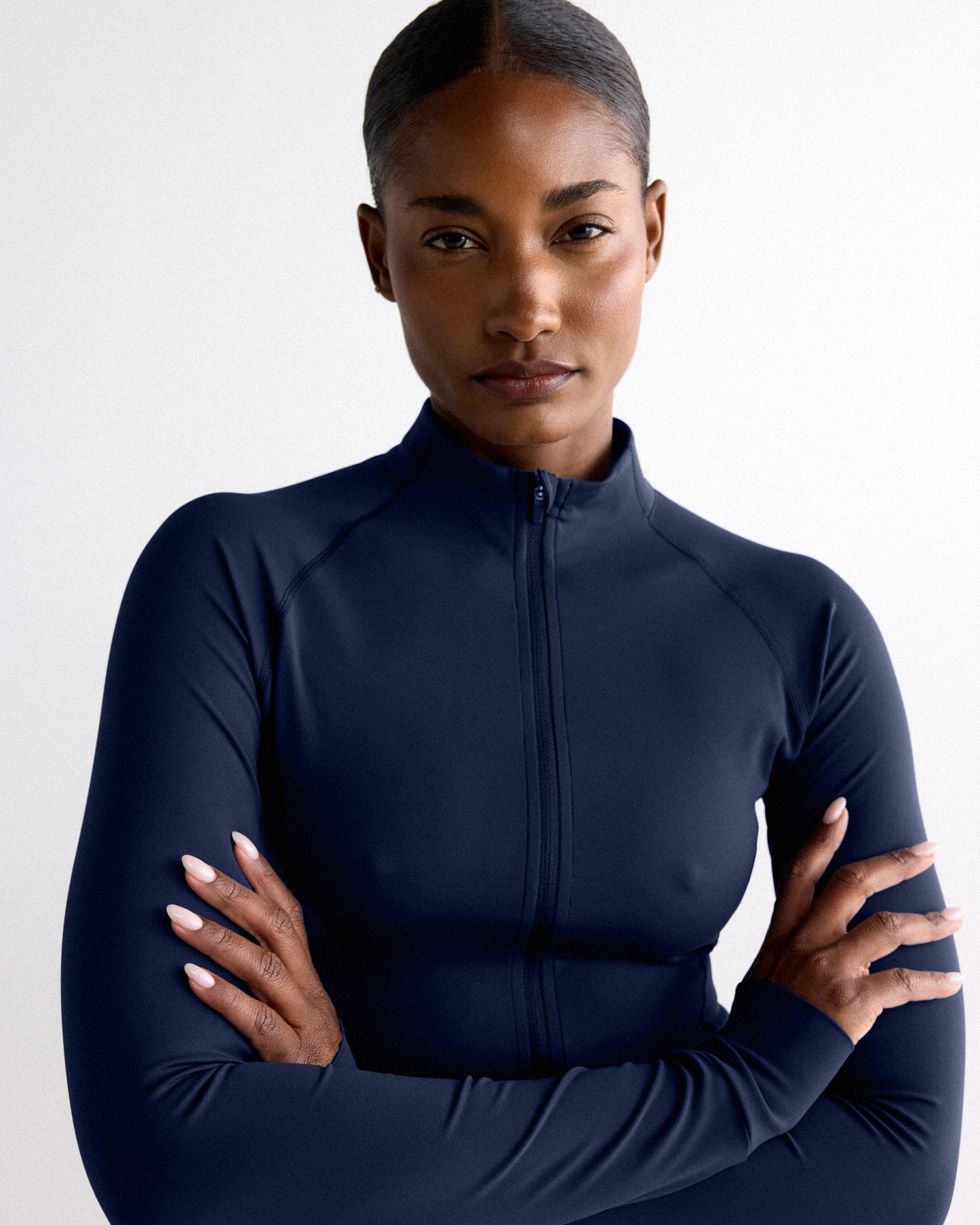 Ultimate Long Sleeve Zip Up Top - Navy Blue