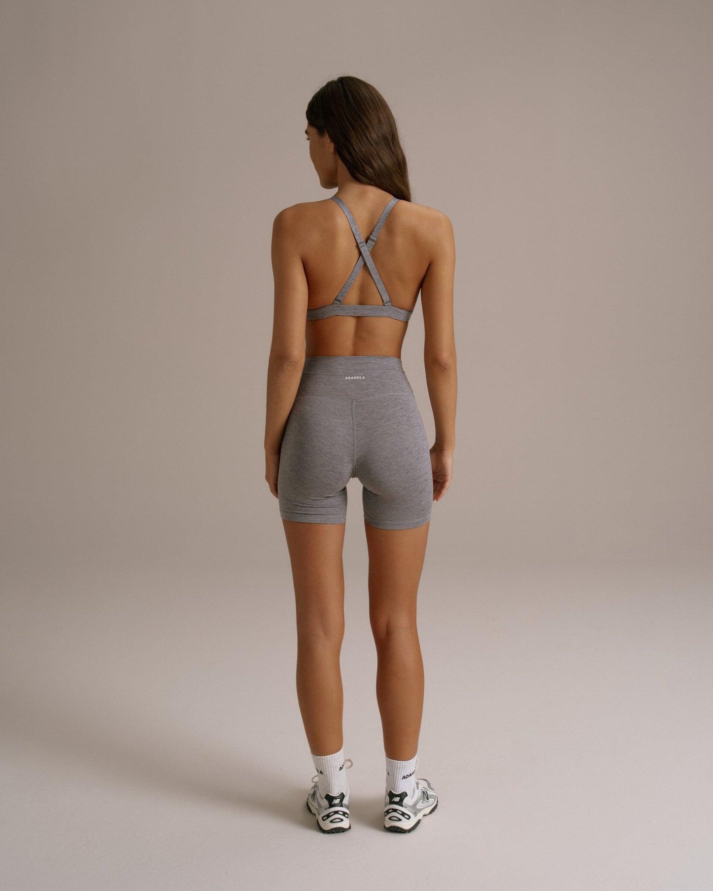 Brushed Triangle Cross Back Bra - Dark Grey Melange