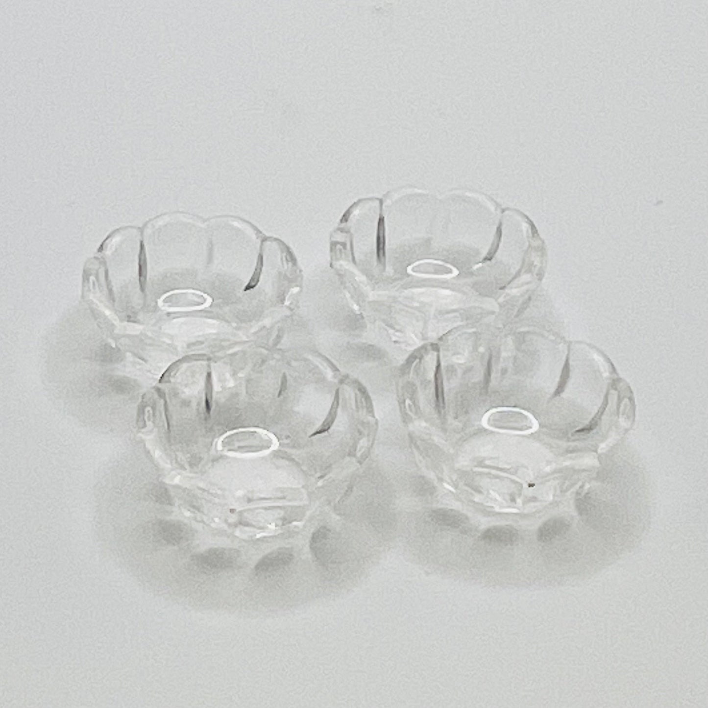 Set of 4 Clear Plastic Bowls - Scalloped Edges - 1/12 Scale Miniature