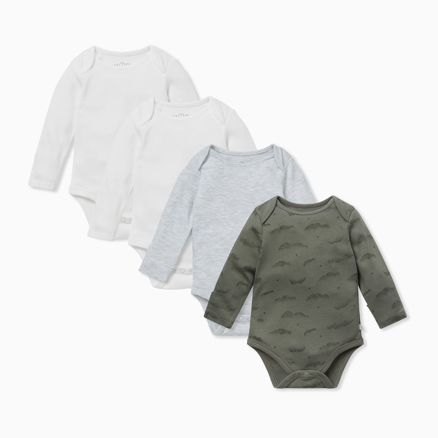 Khaki Cloud Long Sleeve Bodysuit 4 Pack