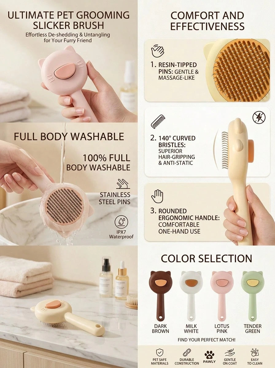New Pet Cat Bathing Massage Floating Hair Brush, Dog Grooming Deshedding Brush, Universal Pet Grooming Supplies