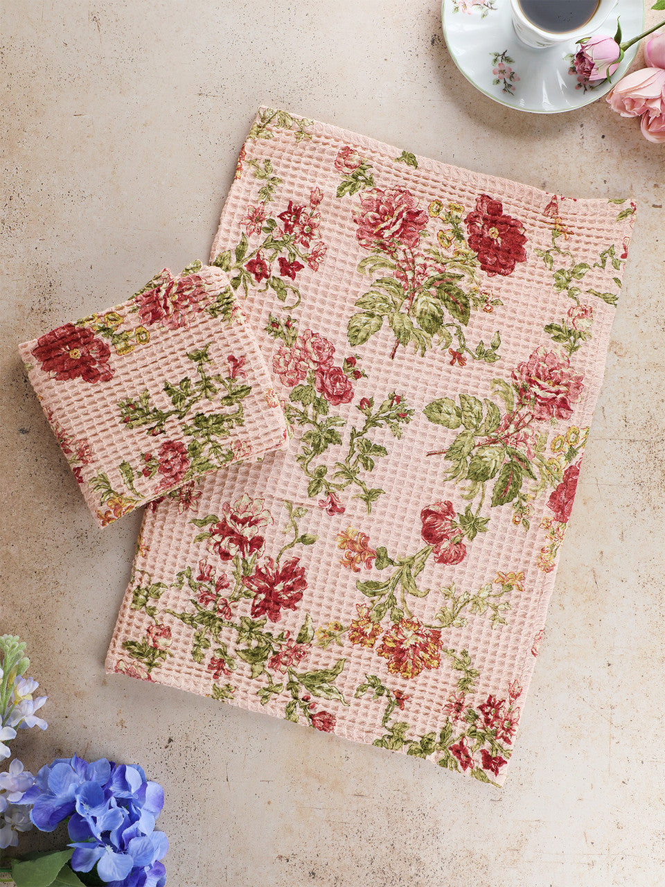 April Cornell - Milene Waffle Weave Tea Towel- Rose
