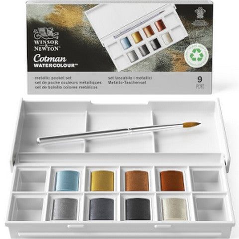 COTMAN WATERCOLOUR METALLIC POCKET 9PC SET