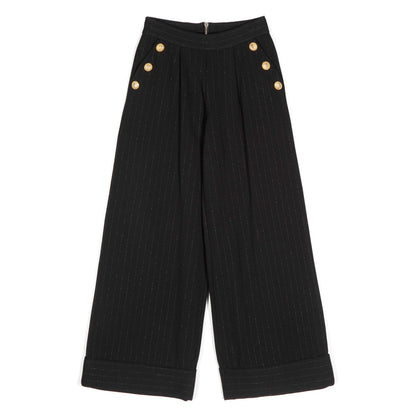 Balmain Kids Pleat Detail Wide Leg Trousers