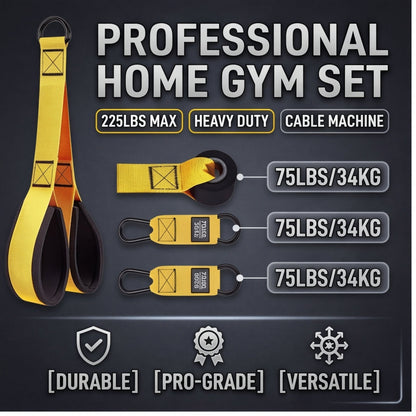 225LBS Heavy Duty Resistance Band Set with Handles – Portable Home Gym Workout Equipment for Full Body Training