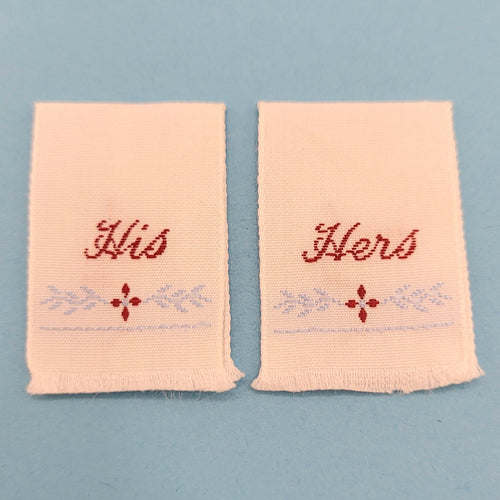 Embroidered Hand Towels - His and Hers - 1/12 Scale Dollhouse Miniature