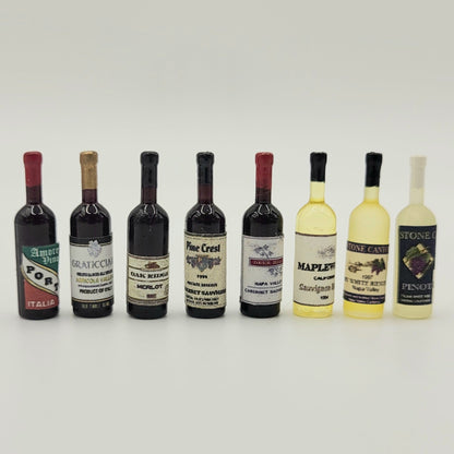 Red, White and Italian Wine Varieties - Resin Bottles - 1/12 Scale Miniature