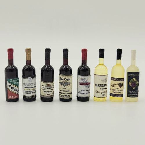 Red, White and Italian Wine Varieties - Resin Bottles - 1/12 Scale Miniature