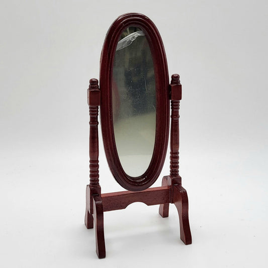Mahogany Cheval Mirror - 1/12 Scale Dollhouse Miniature