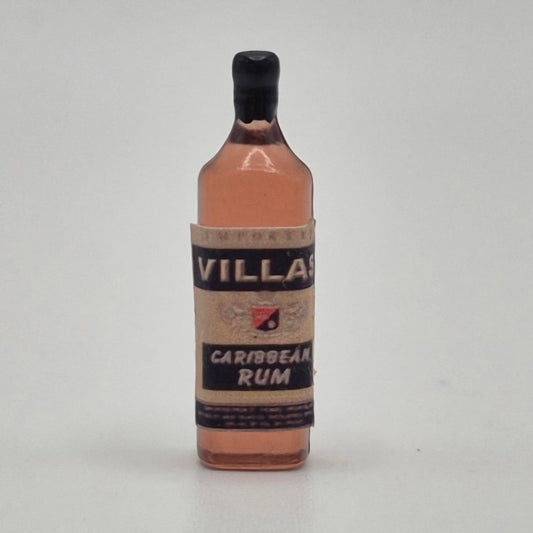 Bottle of Villas Caribbean Rum - 1/12 Scale Dollhouse Miniature