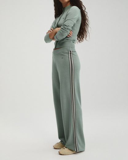 Knit Stripe Straight Leg Trousers - Cloud Blue