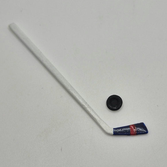 Hockey Stick and Puck - 1/12 Scale Dollhouse Miniature