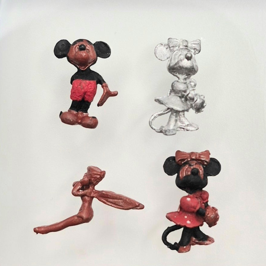 Metal Figures Partly Painted - Characters - 4 Pieces - 1/12 Scale Dollhouse Miniature