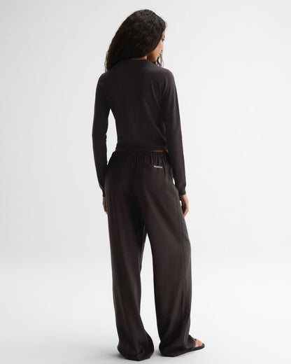 Linen Blend Pants - Coffee Bean