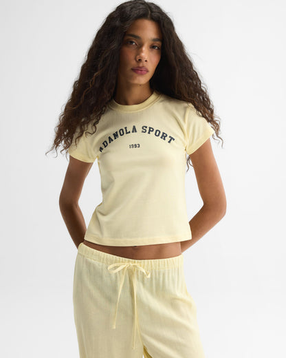 Adanola Sport Baby Tee - Buttercream/Navy Blue