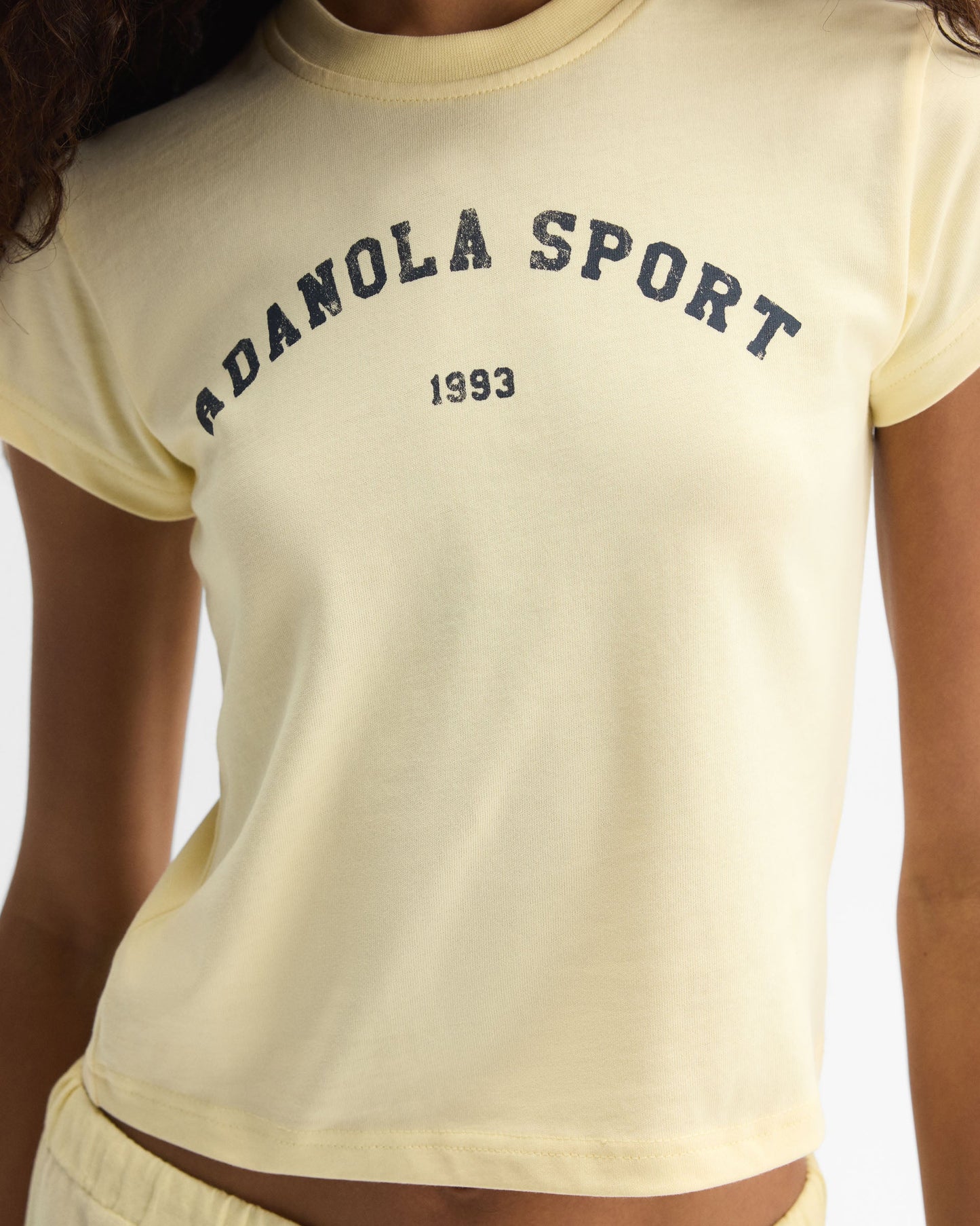Adanola Sport Baby Tee - Buttercream/Navy Blue
