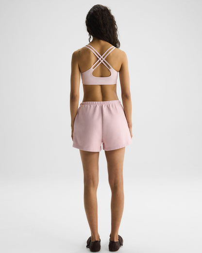 Varsity Applique Washed Sweat Shorts - Soft Pink