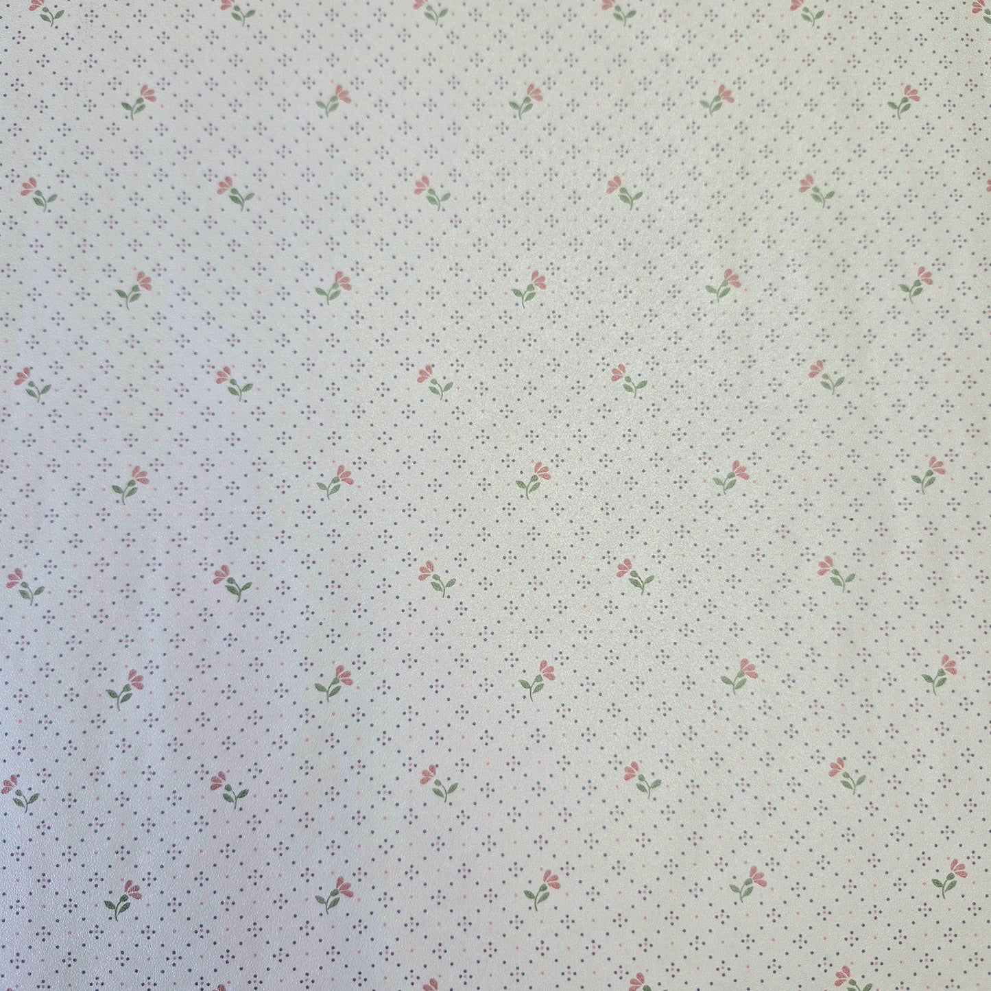 Pink Floral on Polka Dots - Glossy Finish - Wallpaper