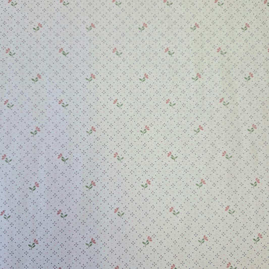 Pink Floral on Polka Dots - Glossy Finish - Wallpaper