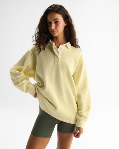 Varsity Oversized Rugby Sweatshirt - Buttercream