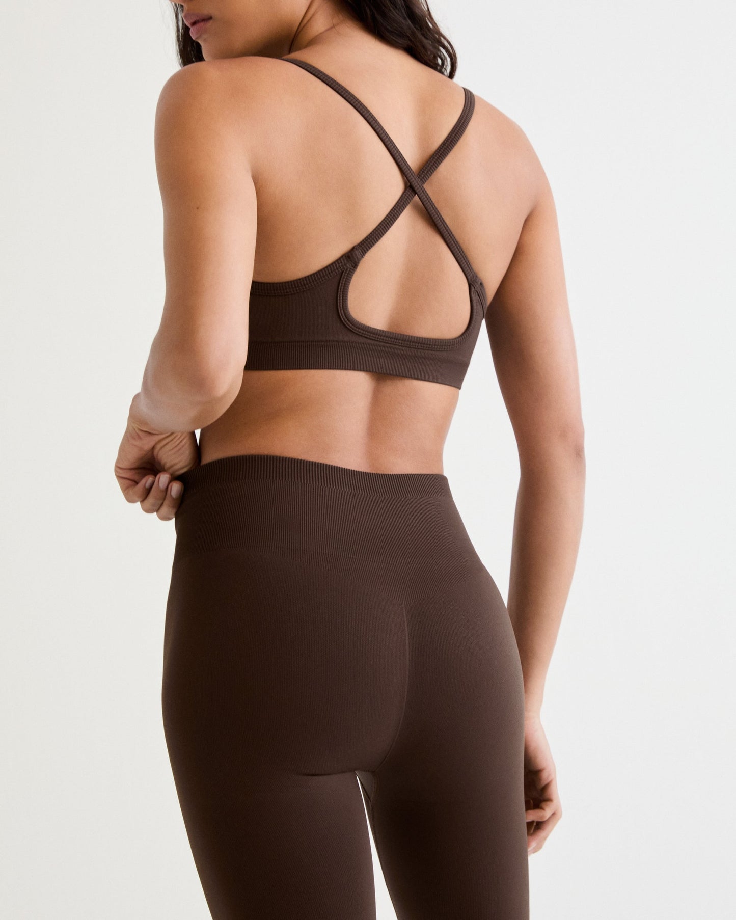 Classic Seamless Cross Back Bra - Chocolate Brown