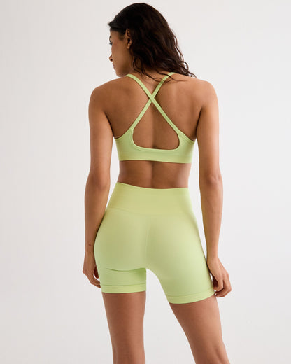 Classic Seamless Cross Back Bra - Washed Lime Green