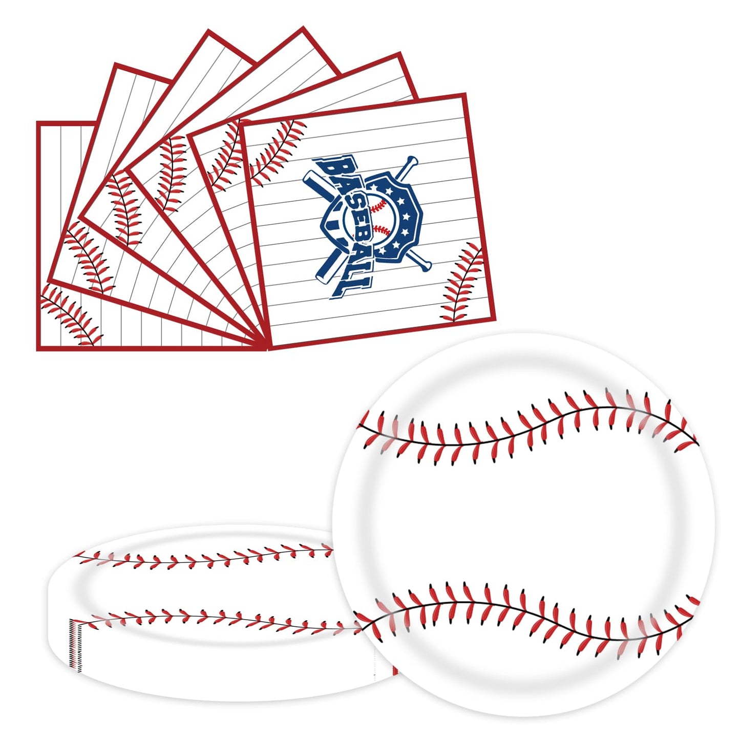 EVYIENEN 50 Pcs Baseball Plates and Napkins Party SuppliesBaseball Birthday Party Decorations Sports Party Decorations for Birthday Party Plates Baseball Party Favors-Serves 25
