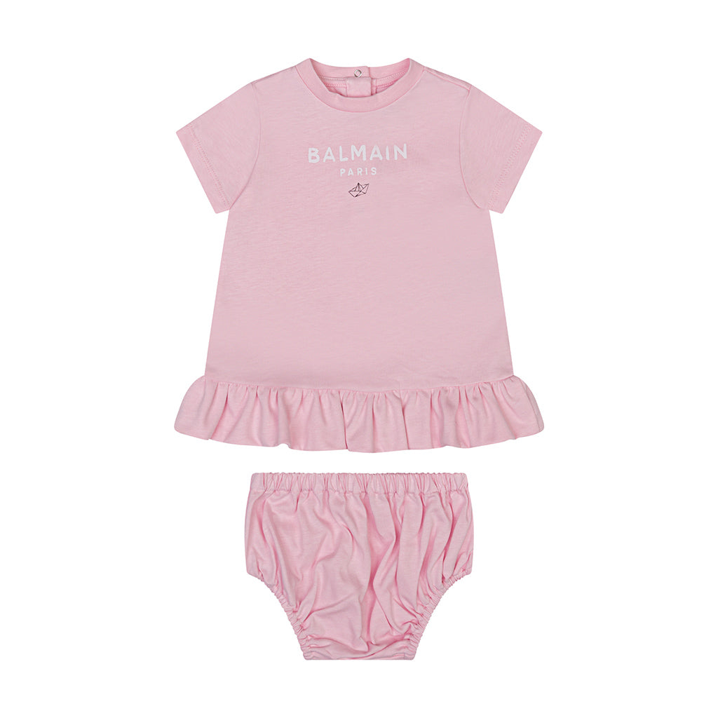 Balmain Kids Logo Dress With Bloomer