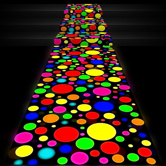 Haull Neon Light up Dance Floor Neon Party Decorations Blacklight Rug Glow in The Dark UV Reactive Fluorescent for Carnival Birthday Wedding Glow Party Favors(138 x 59 Inch)