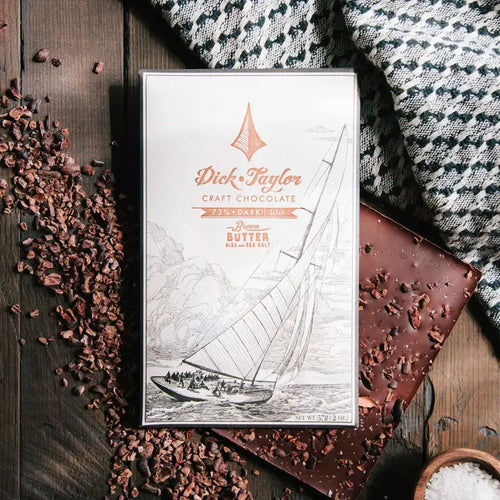 Dick Taylor Brown Butter W/ Nibs & Sea Salt 73% Dark Chocolate Bar