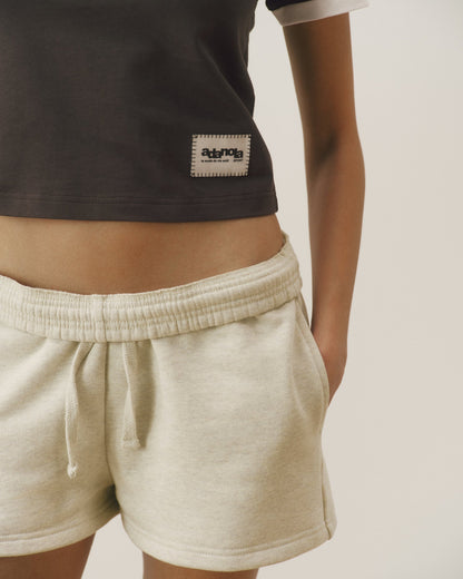 Signature Loose Fit Sweat Shorts - Oatmeal Marl/Coffee Bean
