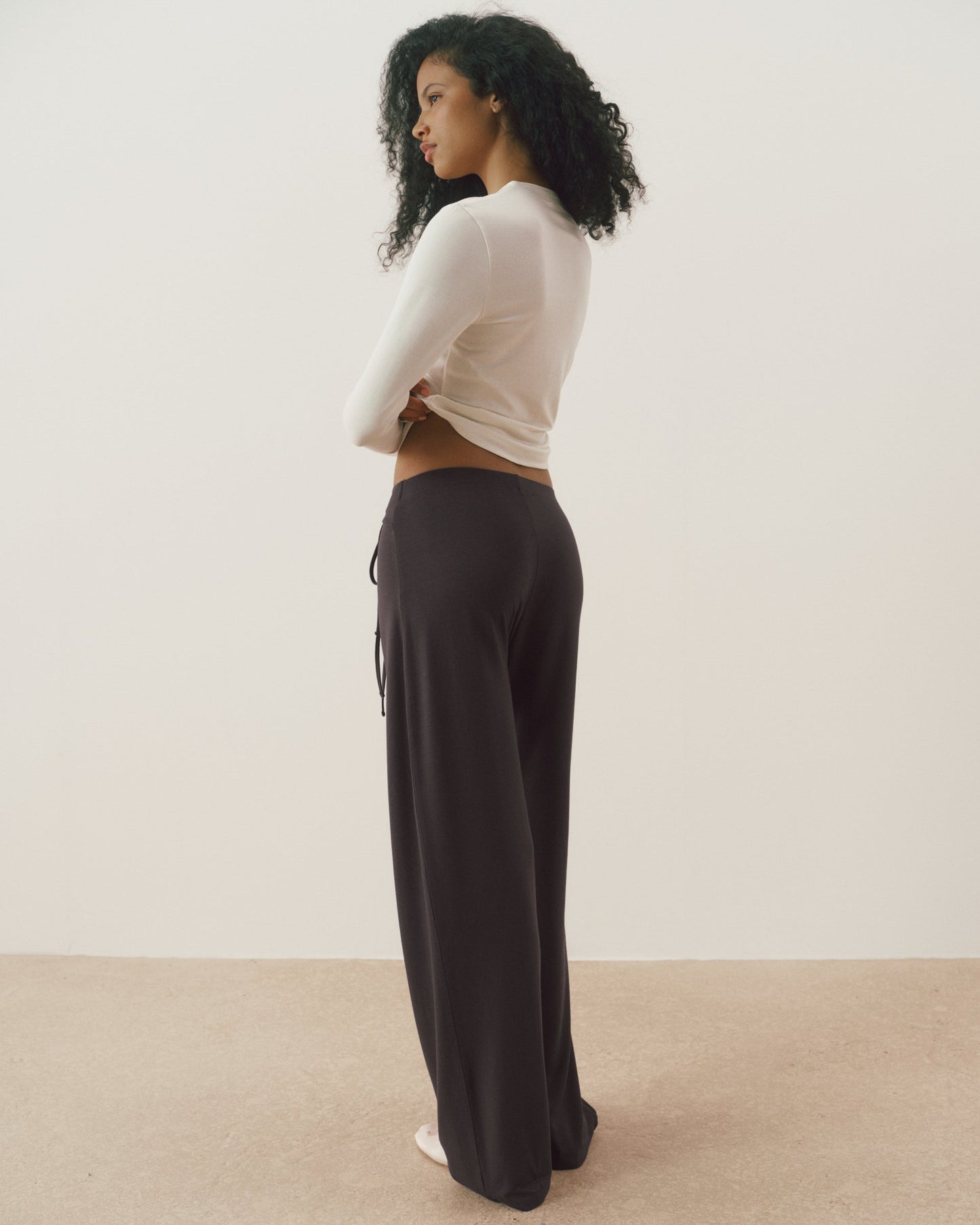 Modal Button Down Long Sleeve Top - Marshmallow White
