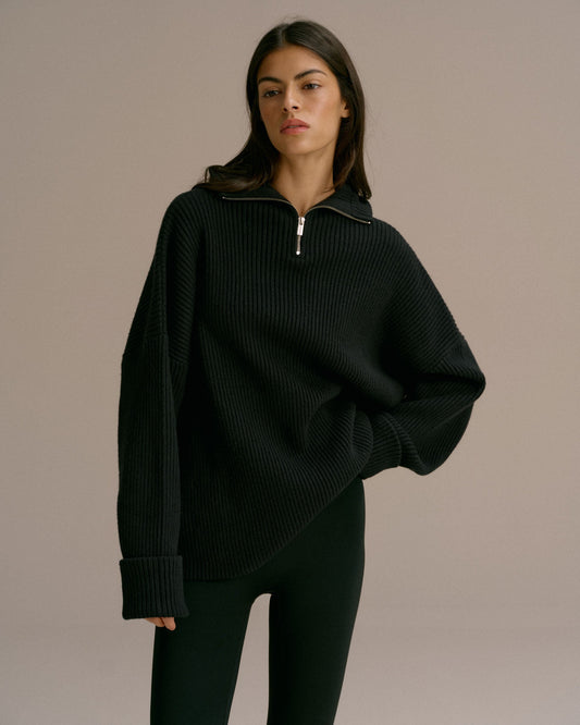 Balaclava Knit Hoodie - Black