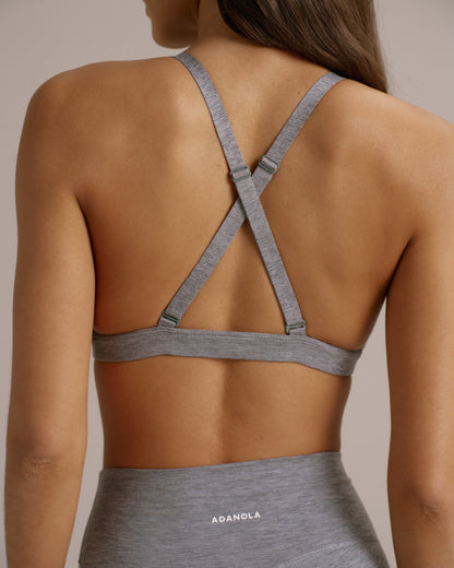 Brushed Triangle Cross Back Bra - Dark Grey Melange