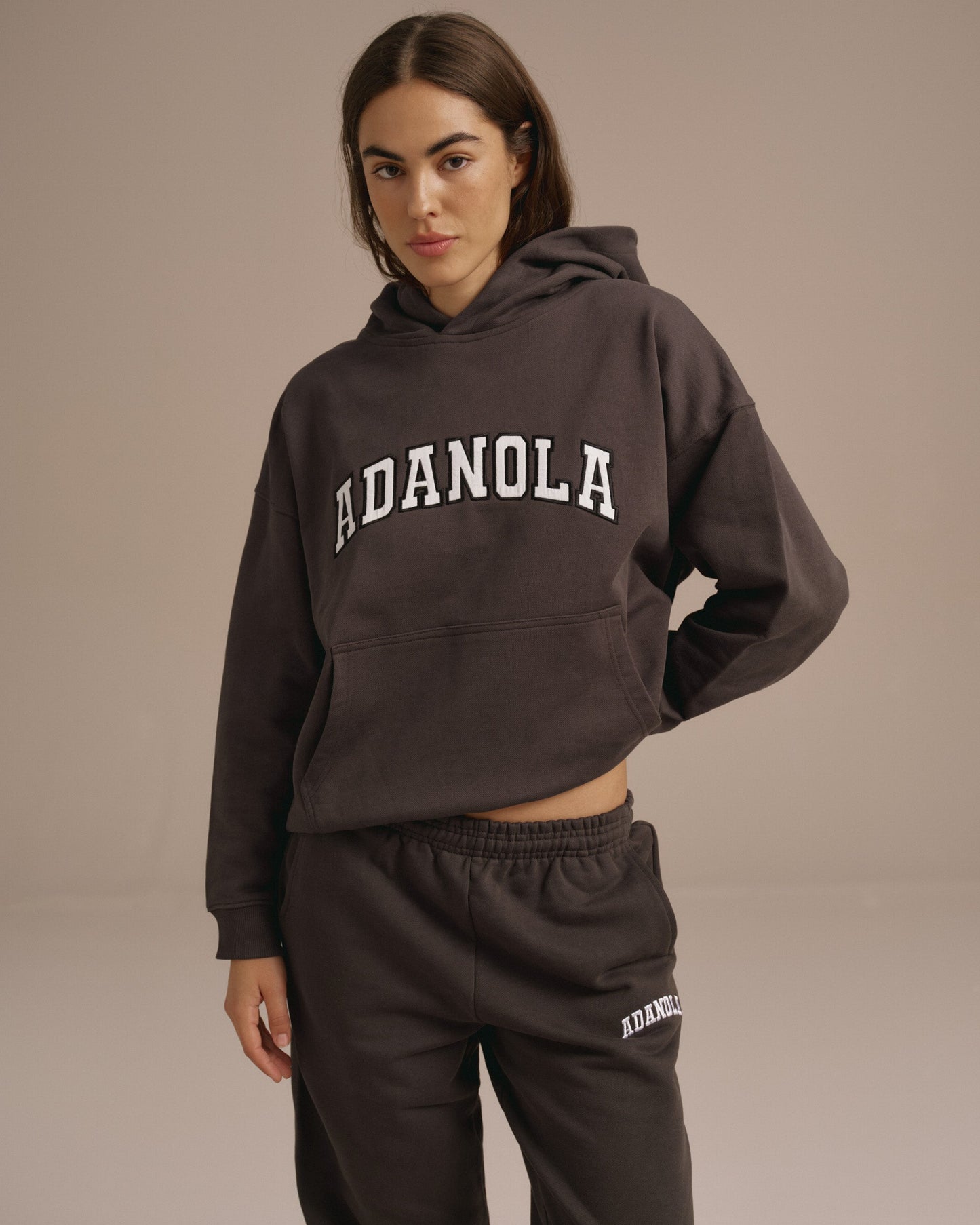 Varsity Oversized Hoodie - Washed Coffee Bean