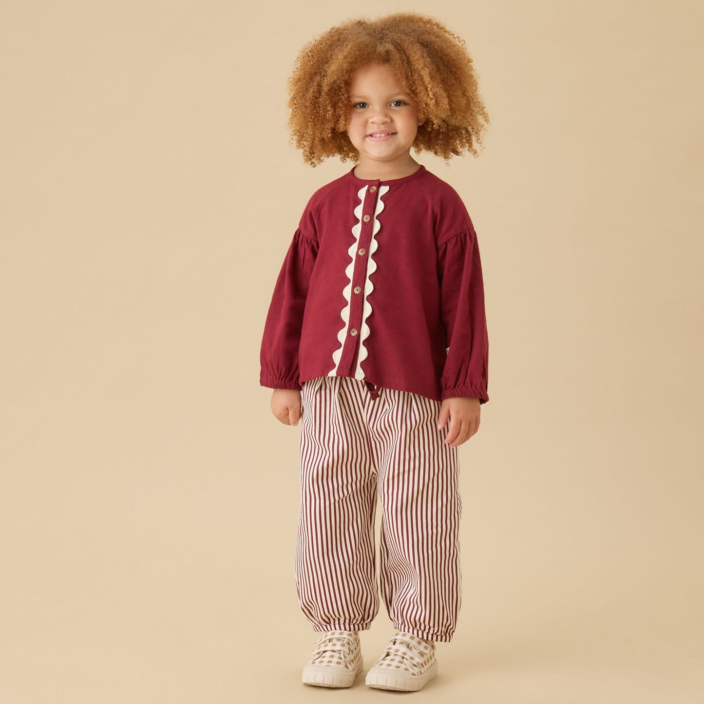 KIDLY by MORI Barrel Leg Striped Trousers