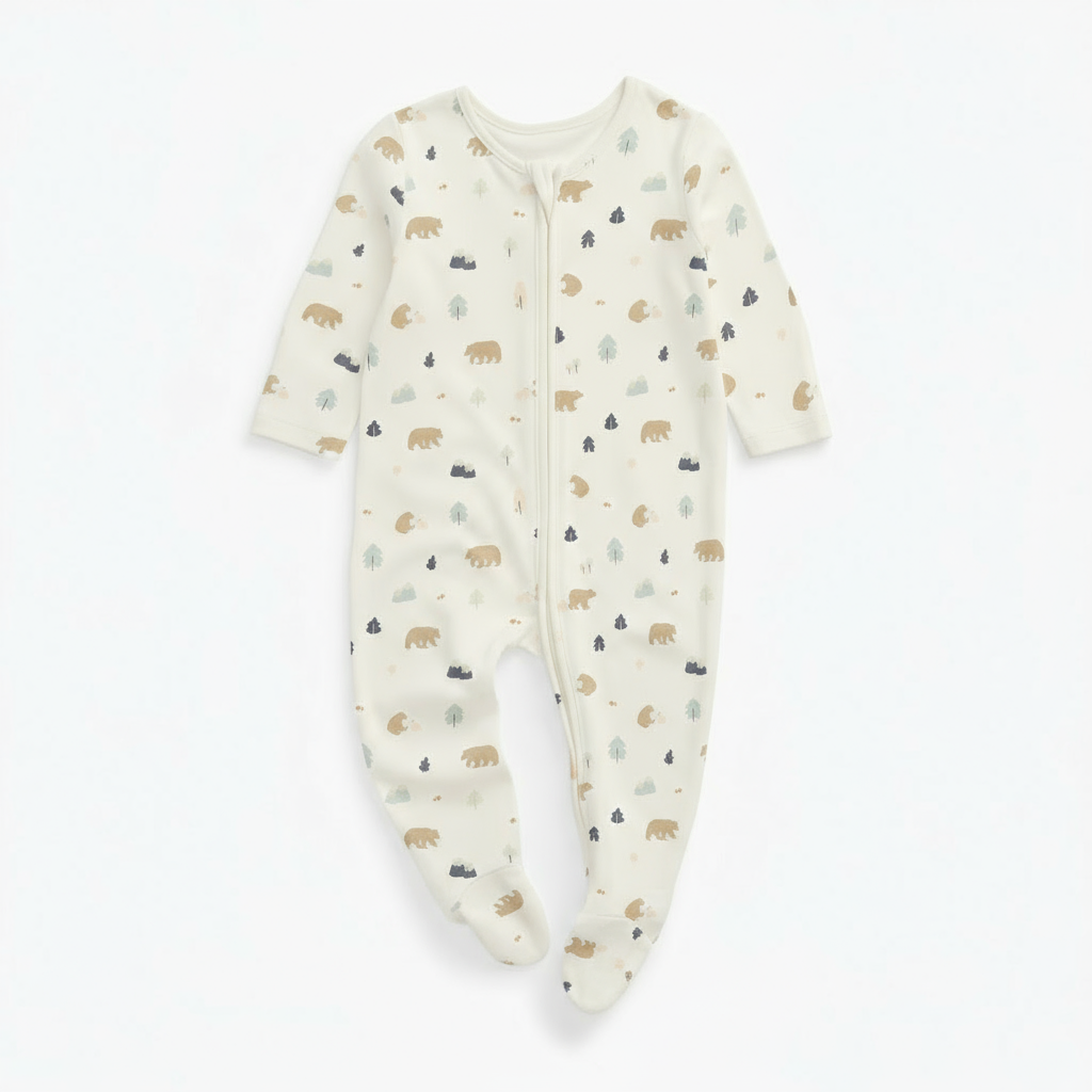 Bear Print Clever Zip Sleepsuit