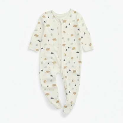 Bear Print Clever Zip Sleepsuit