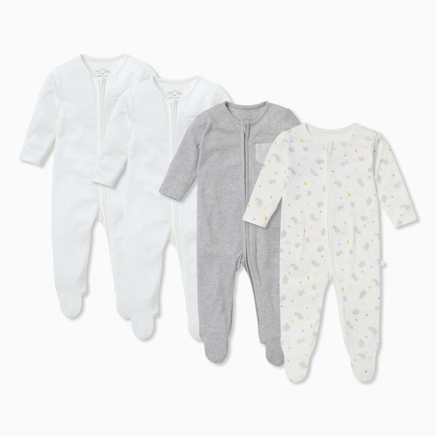Bunny Printed Clever Zip Sleepsuit 4 Pack