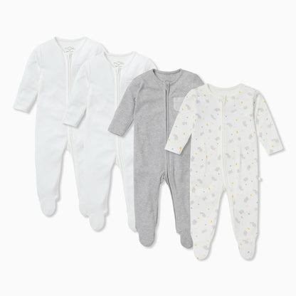 Bunny Printed Clever Zip Sleepsuit 4 Pack