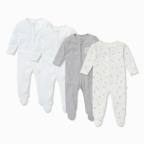 Bunny Printed Clever Zip Sleepsuit 4 Pack