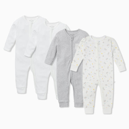 Bunny Printed Clever Zip Sleepsuit 4 Pack