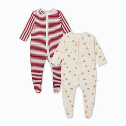 Christmas Zip-Up Sleepsuit 2 Pack