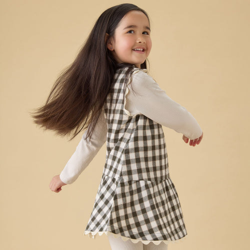 KIDLY by MORI Checked Pinafore Dress