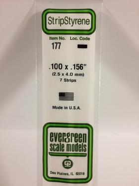 Evergreen .100" x .156" White Strip - Polystyrene - #177