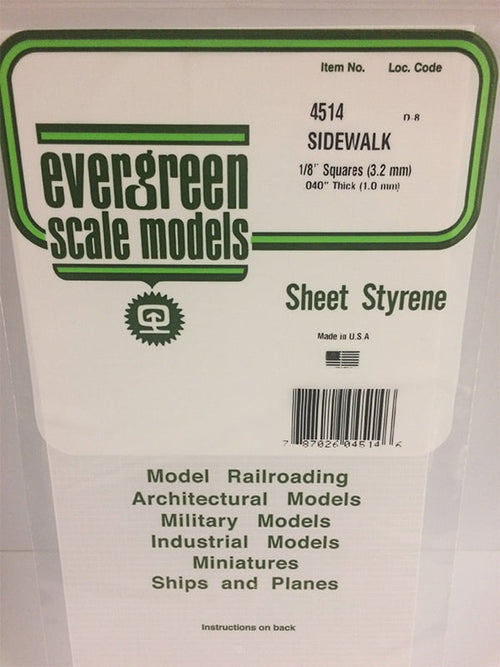 Evergreen Sidewalk - 1/8" - Opaque White Polystyrene - #4514