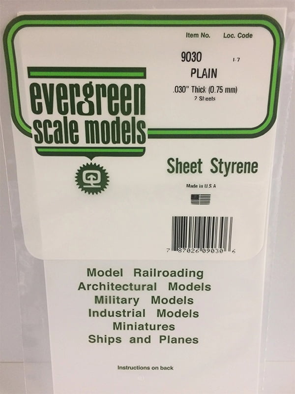 Evergreen Plain Sheet - .030" - 6x12 - Opaque White Polystyrene - #9030