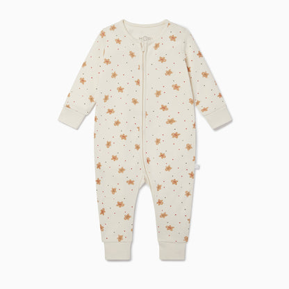 Gingerbread Print Clever Zip Sleepsuit