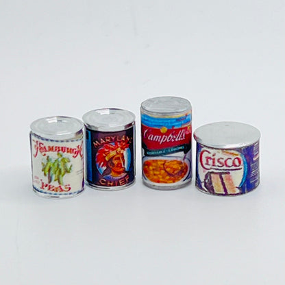 Pack of Metal Can Food - 1/12 Scale Dollhouse Miniature Food Item